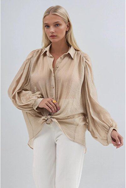 Lijuri Chiffon Shirt with Gathered Shoulder Detail 3499