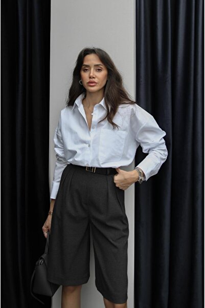 Havoş White Single Pocket Oversize Shirt