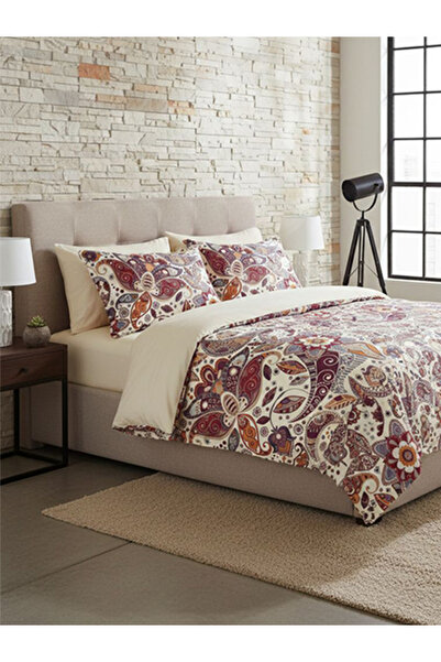 MyStory Home Double Duvet Cover Set with Elastic Sheets Sienna Cream