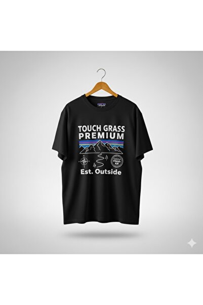 YRN COLLECTION Unisex Touch Grass Premium Printed Premium Combed Cotton Overs...