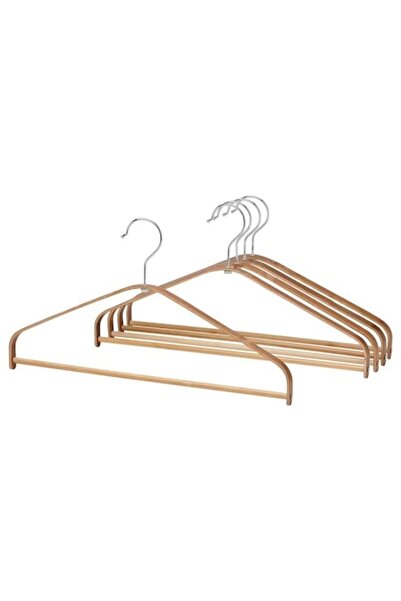 OEM Set of 5 Bamboo Hangers, Brown, 40cm