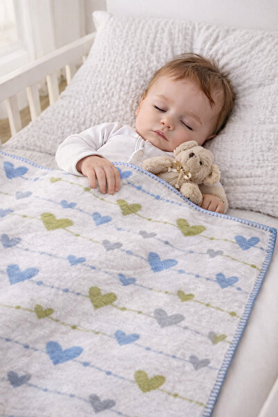 RUKİYE YAVUZ Pamuk Pazen Winter Cotton Embroidered Baby Blanket 95X120 cm War...
