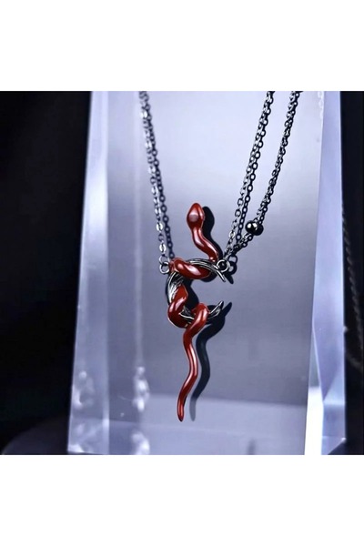 FG KONNİCHİWA Silver Green Emerald Snake Gothic Necklace Gothic Vintage Snake...