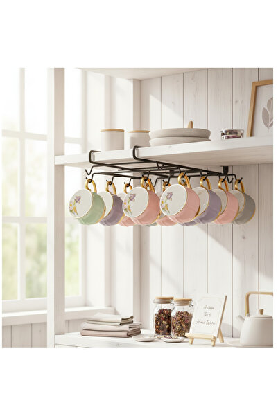 SARAÇOĞLU STORE 12 Kancalı Portatif Fincan ve Kupa Askısı - Raf Altı Geçmeli ...