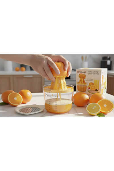 SARAÇOĞLU STORE Wenken Hazneli Limon ve Portakal Sıkacağı - Ölçü Kaplı Pratik...