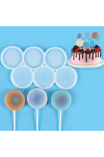Eminonutoptanci Silicone Round Model Curved and Flat Candy Lollipop Mold Set ...