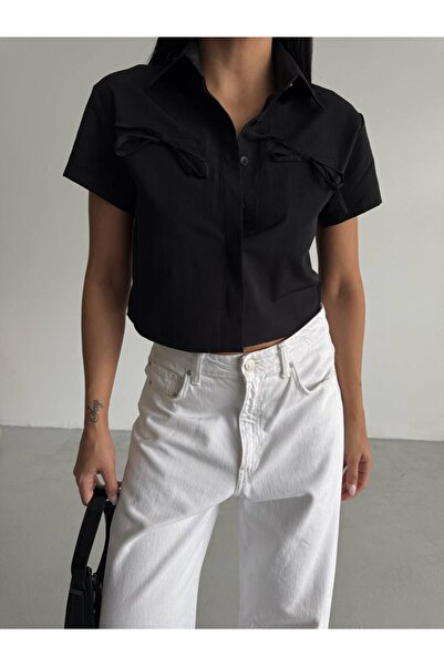 Bliss Women's Short Sleeve Crop Shirt with Lace Detail, Summer Stylish Design...