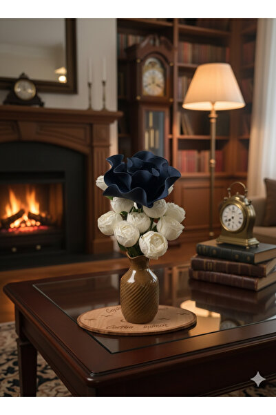 CrossWell Lüks Yapay Çiçek Buketi - 16 Adet Şakayık ve Büyük Manolya