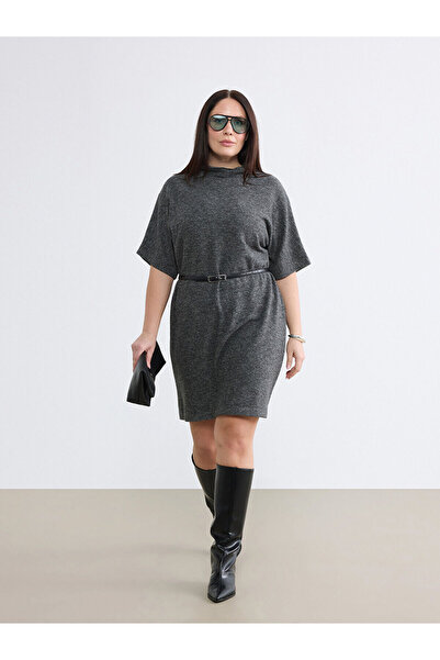 LC Waikiki Nevavm Farkıyla Soulife Gray High Neck Dress - W5Op17Z8-Ct3