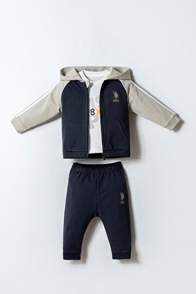 U.S. Polo Assn. 6-36 Months Licensed Us Polo Assn Baby Boy 3-Piece Set - Smoked
