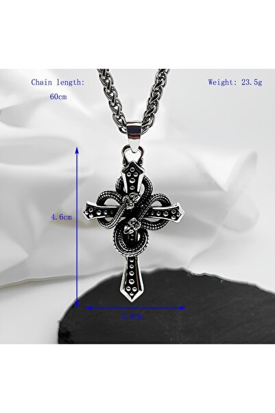 FG KONNİCHİWA HAÇ KOLYE Dragon Pendant Necklace Retro Punk Gotik Vintage Haç ...