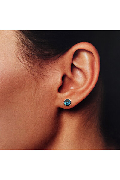 BIJUTERIA NEAGRA 925 Silver Earrings with Dark Blue Swarovski Crystals