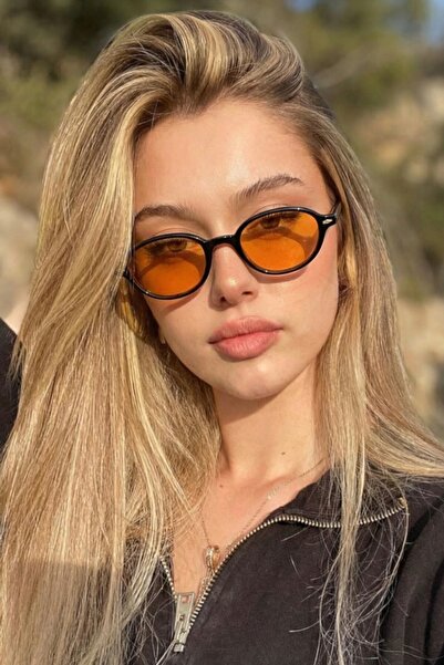 CLAREX Berlin Retro Siyah Çerçeve Turuncu Camlı Güneş Gözlüğü | UV400 Korumalı