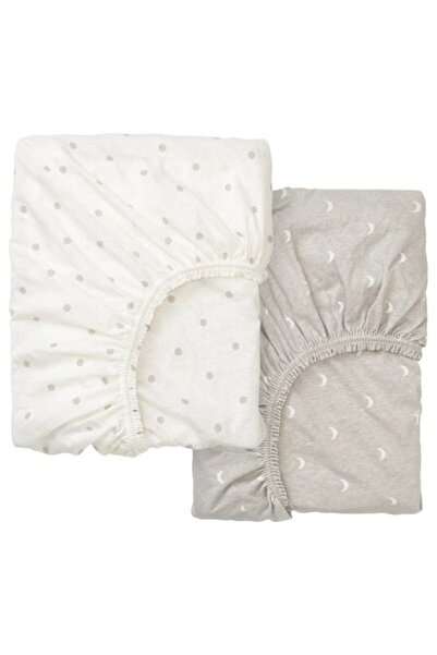 OEM Fitted Sheet Set for Crib, 2 Pieces, Dots/Moon, 60x120 cm, 100% Cotton