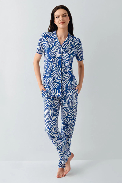 Arnetta Cămașă cu guler pentru femei, set de pijamale, 50% bumbac, 50% modal,...