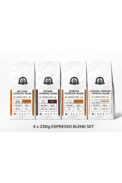 COFFEE CAPPA Espresso Çekirdek Kahve |4X250 G| Sert-Orta-Aromatik-Dengeli| Ta...