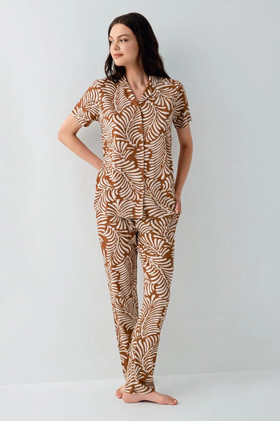 Arnetta Women's Shirt Collar, Pajama Set, 50% Cotton 50% Modal, Short Sleeve,...