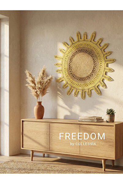 CollessiaHome FREEDOM COLLECTİON Büyük Boy Güneş Jüt Duvar Dekoru - 75 cm Boh...