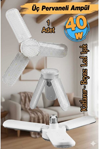 ÇEÇEN HOME 3 Kanatlı Pervane Ampul , Beyaz Işık Pervaneli Ampul 3 Kanatlı Led...