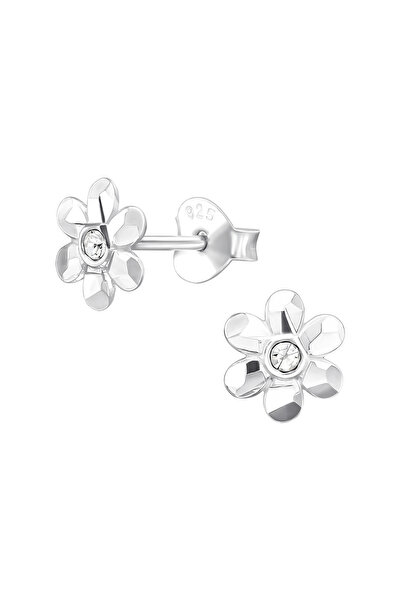 BIJUTERIA NEAGRA 925 Sterling Silver Flower Earrings with Crystals