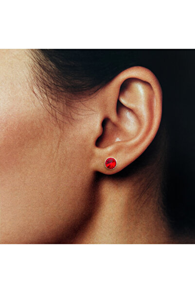 BIJUTERIA NEAGRA Cercei din argint 925 cu cristale Swarovski roșii