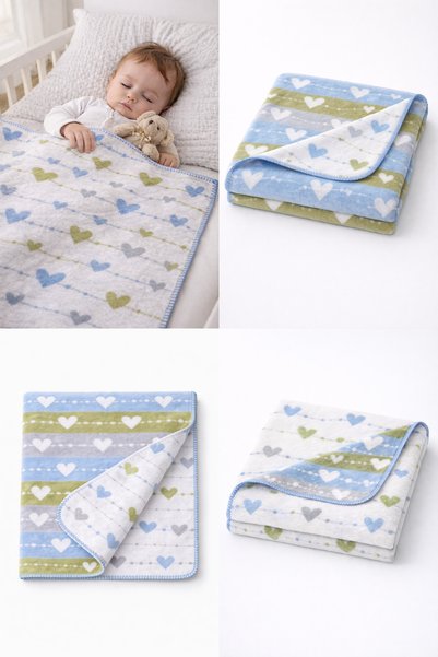 RUKİYE YAVUZ Pamuk Pazen Winter Cotton Embroidered Baby Blanket 95X120 cm Warm, Durable Woven Fabric, Multi-Purpose Use