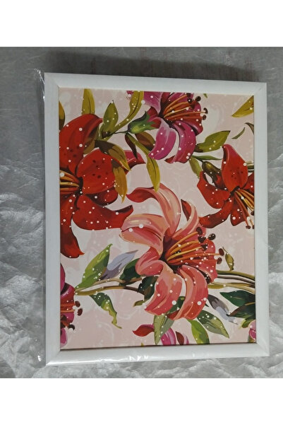 esdekor Red Flowers Patterned Enjoyment Tray with Cushion 1 Piece