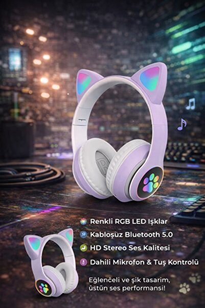 ALMANARA PROJECT 🎧 STN-28 RGB Kedi Kulak Bluetooth Kulaklık 🐱✨