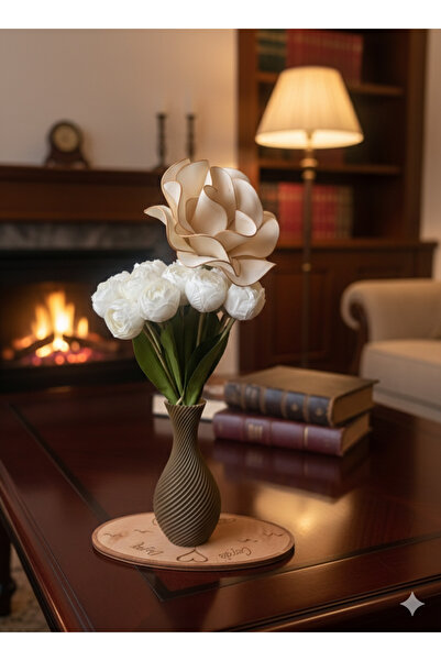 CrossWell Lüks Yapay Çiçek Buketi - 16 Adet Şakayık ve Büyük Manolya