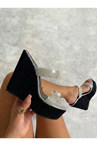 Modanizm Mera Silver Filled Heeled Slippers