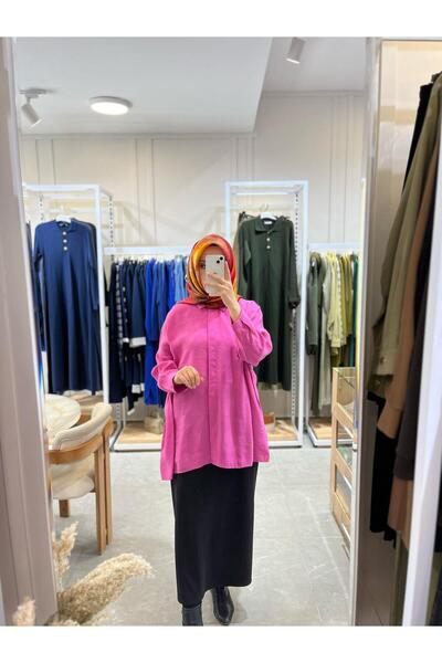 Nuss 3001 Oversize Düğmeli Gömlek Fuşya
