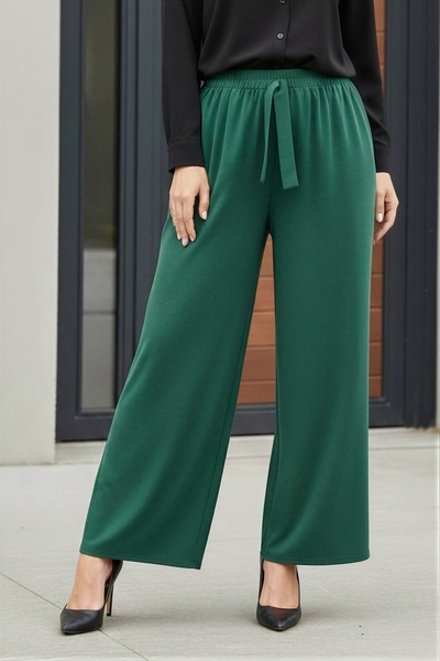 İmajButik Emerald Green Wide Leg Sandy Pants