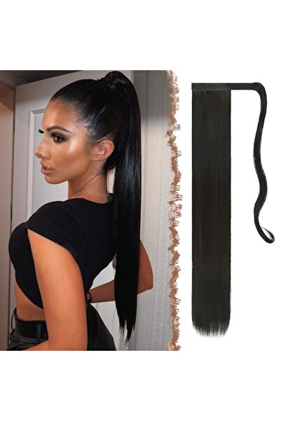 Feshfen Long Straight Ponytail Hairpiece Synthetic Hair Extension