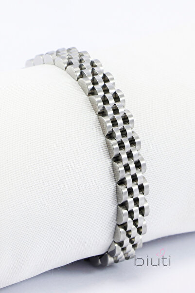 biuti سوار رجالي من الفولاذ المقاوم للصدأ ذو خمسة صفوف منسوجة باللون الفضي، ه...