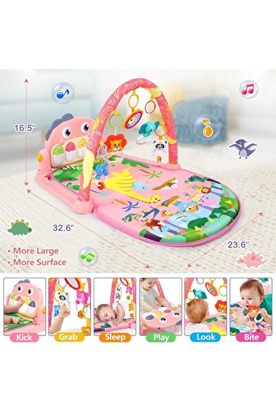 LA' PRECIOUS بساط لعب للأطفال مع بيانو، 5 ألعاب حسية، موسيقى وأضواء، هدية للأ...