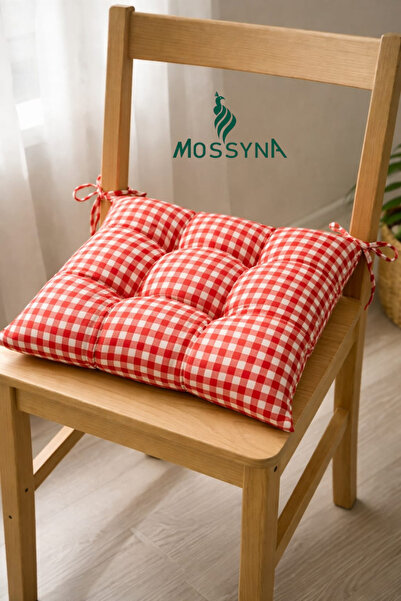 Mossyna Premium Duck Bezi Checkered Tablecloth and Set of 4 40X40 Cushion Bead Silicone Table and Chair Covers