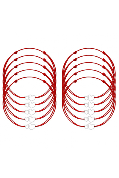 BIJUTERIA NEAGRA Set de 10 brățări Mărțișor cu Inimioare din Argint 925