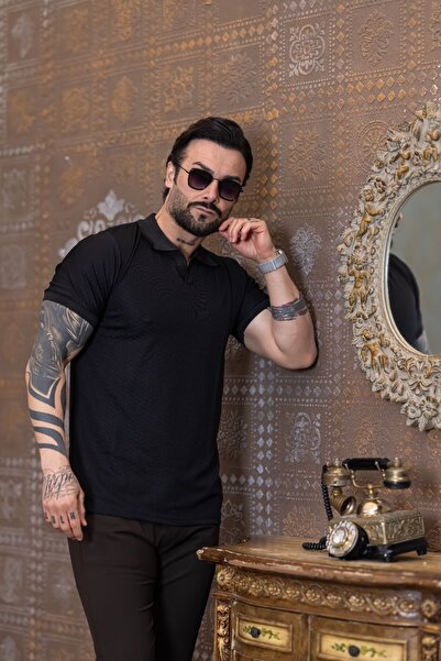 VALERİO MEN Knitwear Collar Diamond Pattern Tshirt