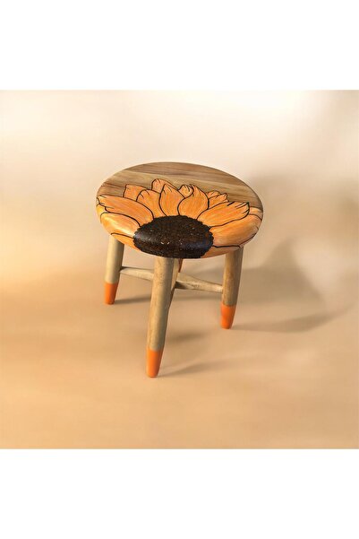 ZenArte Ayçiçeği temalı tabure yan sehpa