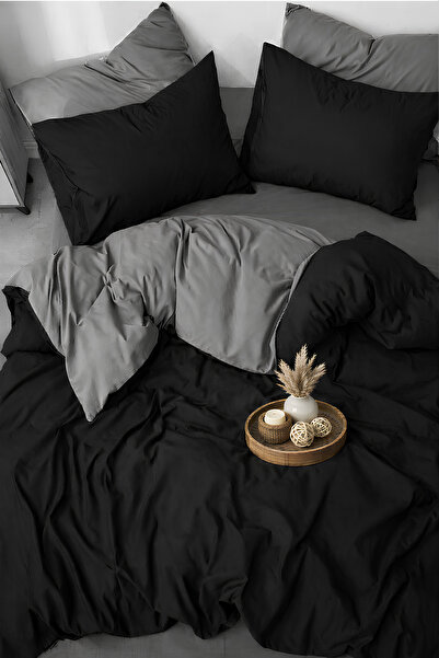 remtex Black & Gray Double Duvet Cover Set - Modern Minimal Series