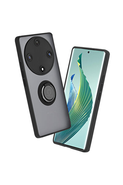 Techsuit Husă Honor Magic5 Lite Glinth cu inel magnetic pentru suport, neagră