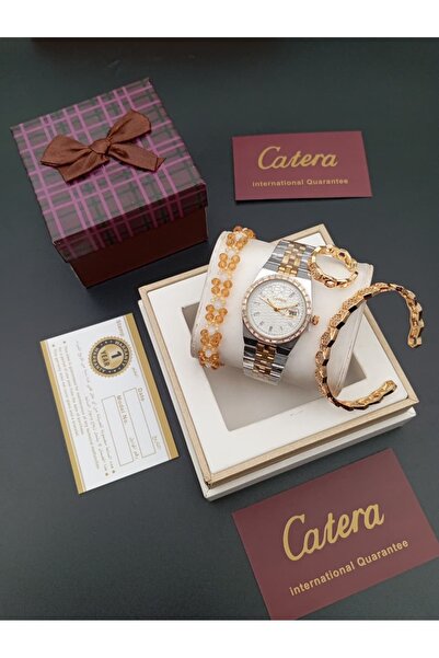 Fg Women's set: Katira brand watch, bracelet, and ring & crystal bracelet