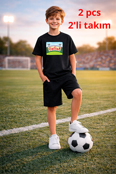 genosha Футболна тениска с принт, комплект от тениска и шорти 2 в 1