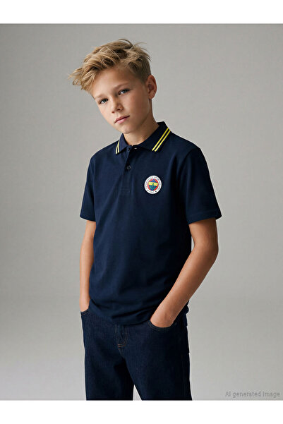 LC Waikiki LCW KidsPolo Yaka Fenerbahçe Baskılı Erkek Çocuk Tişört