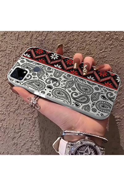 Hontinga حافظة هاتف ريلمي C25 متوافقة مع نمط السجاد، مصنوعة من السيليكون بحاف...