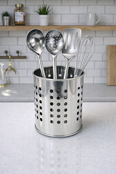 Trouvaille Paslanmaz Çelik Tezgah Üstü Dekoratif Kaşıklık Metal Mutfak Gereç ...