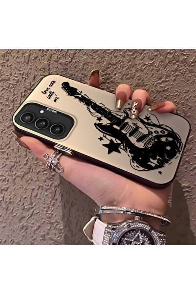 Samsung Galaxy S23 Fe Compatible Silicone Edge Hard Back Anti Fall Phone Case with Guitar Pattern