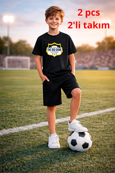 genosha Futbol Soccer Themed Printed T-Shirt T-Shirt Shorts Set 2 in 1