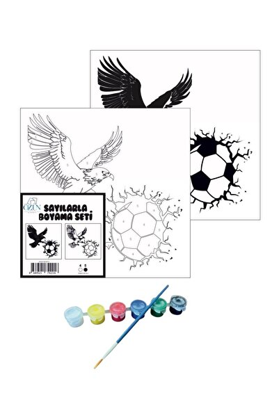 tuvval 20X20 SAYILARLA BOYAMA TUVAL SETİ TARAFTAR B-5 TUVAL + 6 LI BOYA+FIRÇA