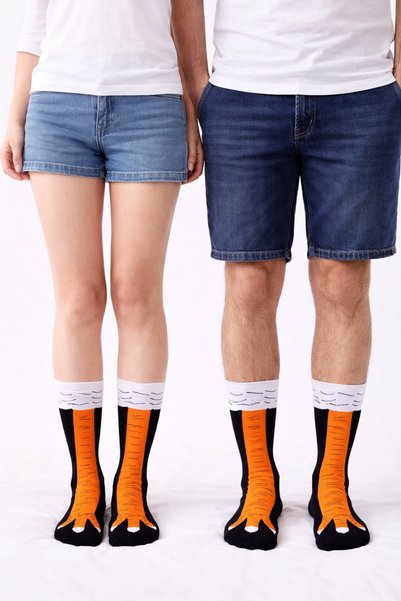 çorapdunyam 1 Çift Unisex Tavuk Bacak Desenli Kolej Çorap